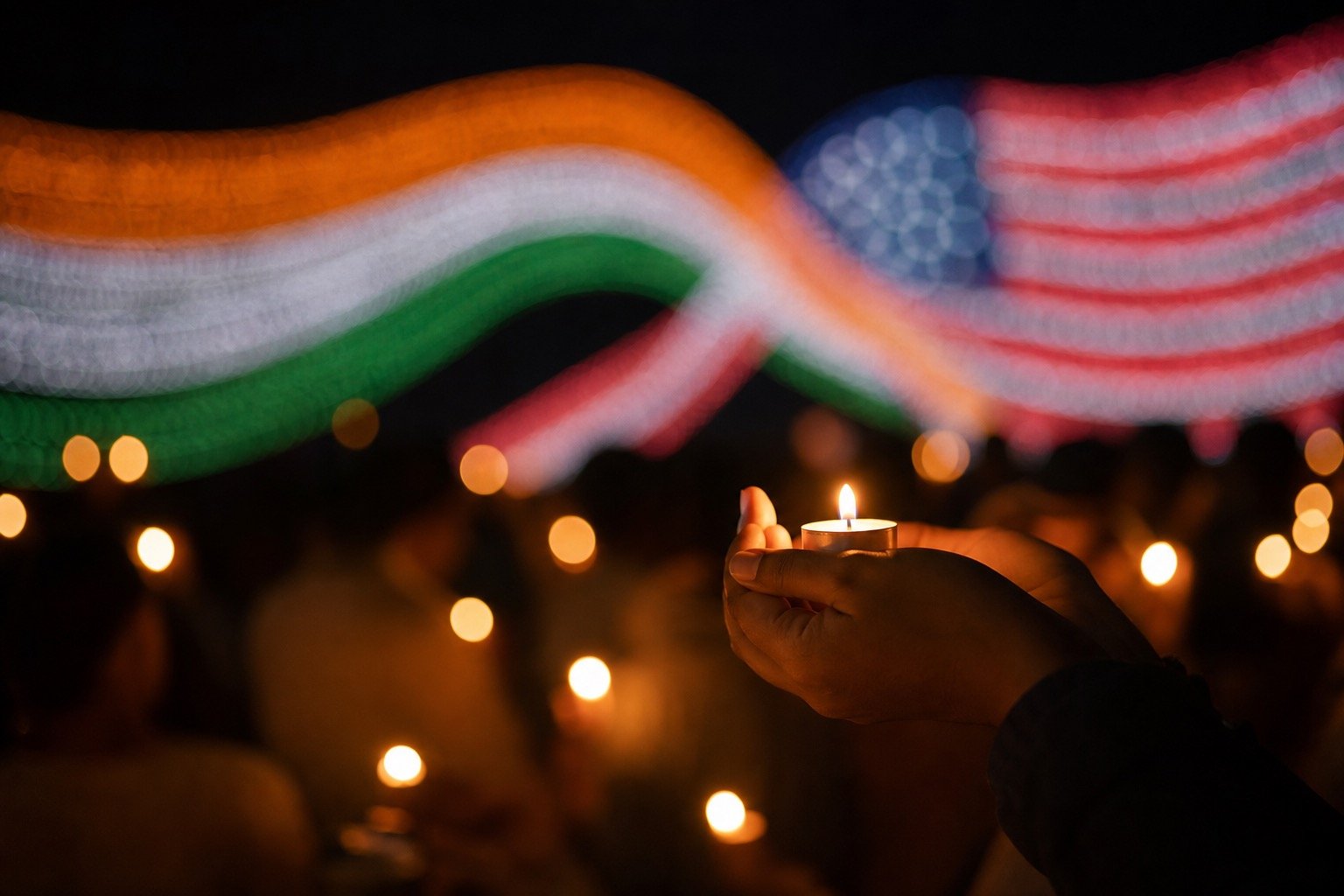 Candlelight vigil symbolising Indian diaspora community safety after Philadelphia shooting