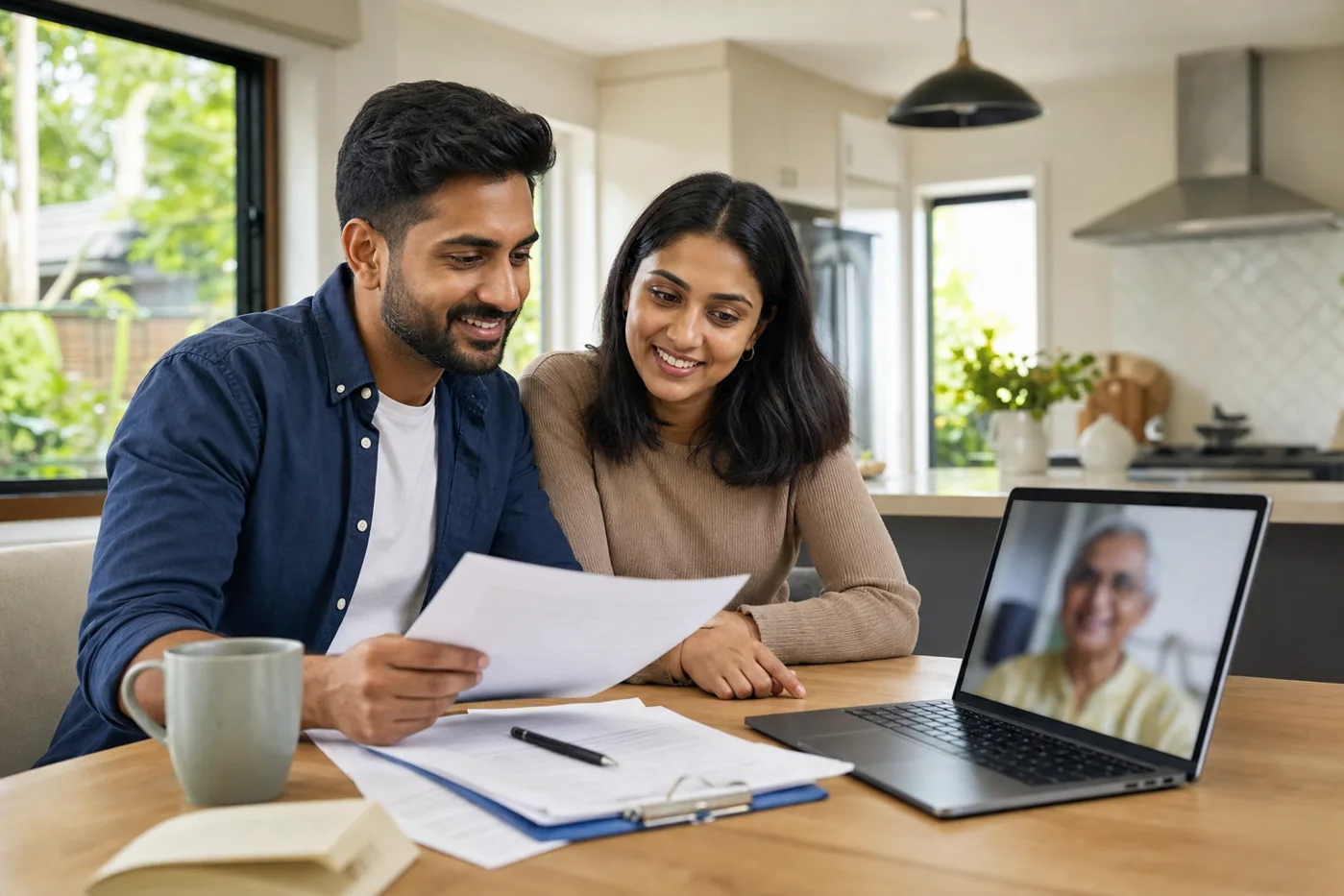 Indian-Australian family reviewing parent visa paperwork at home while planning migration options for parents in 2026