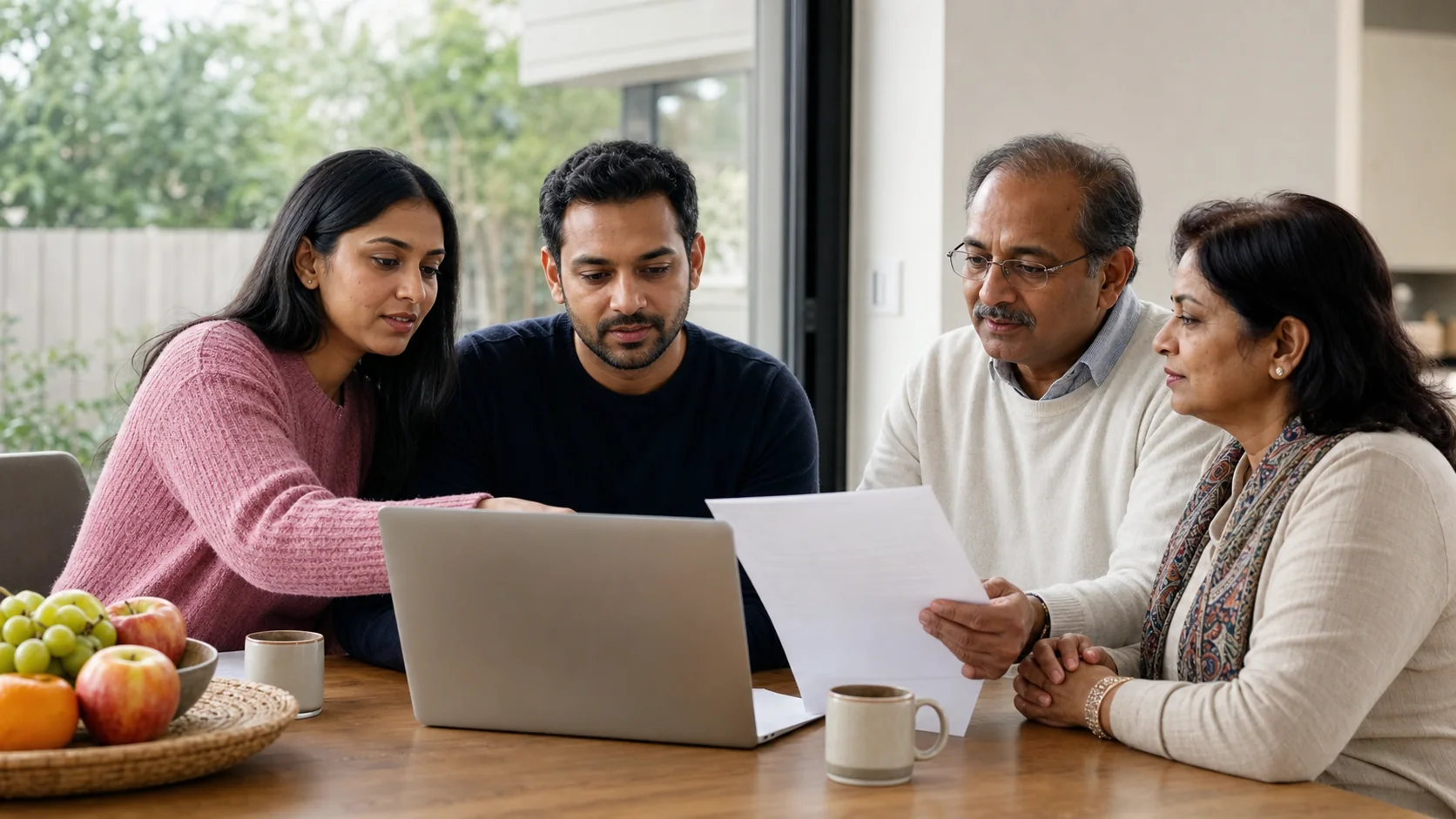 Indian Australian family reviewing Other Family visa information together at home